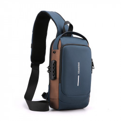 https://www.999shopbd.com/ USB Charging Sport Sling Anti-theft Shoulder Bag, Waterproof (Blue Brown)