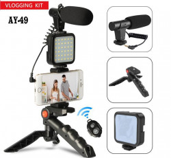 https://www.999shopbd.com/AY-49 Video Vlogger Kits Microphone LED Fill Light Mini Tripod 