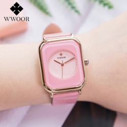 https://www.999shopbd.com/ WWOOR Women Luxury Casual Watch Pink